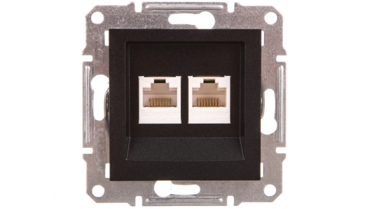 ASFORA Gniazdo komputerowe 2x kat.5e UTP bez ramki antracyt EPH4400171