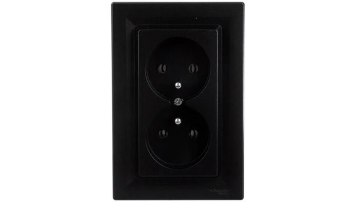Gniazdo 2x2P+PE Asfora antracyt z ramką EPH9800271