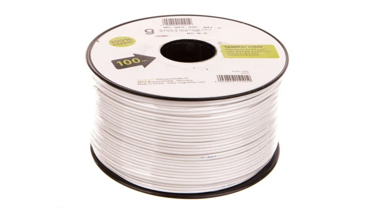 Przewód głośnikowy CU 2x0,5 OFC biały 15101 /100m/