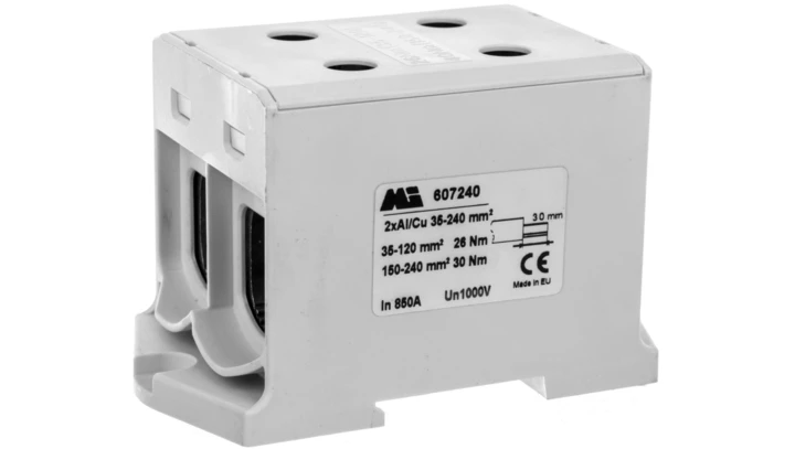 Złączka szynowa 2-torowa 35-240mm2 szara EURO multiOTL 240 2xAl/Cu 607240