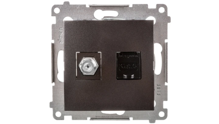 Simon 54 Gniazdo antenowe i komputerowe typu F i RJ45 kat.6 antracyt DASFRJ45.01/48
