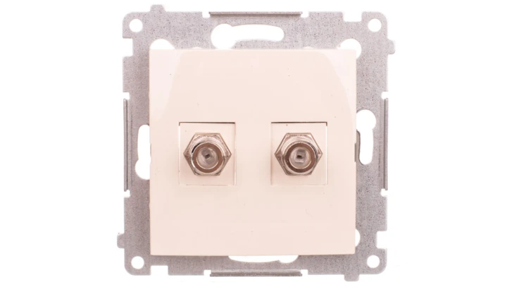 Simon 54 Gniazdo antenowe podwójne typu F kremowe DASF2.01/41