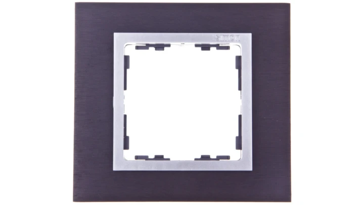 Simon 82 Ramka pojedyncza metalowa inox czarny/ ramka pośrednia aluminium 82917-38