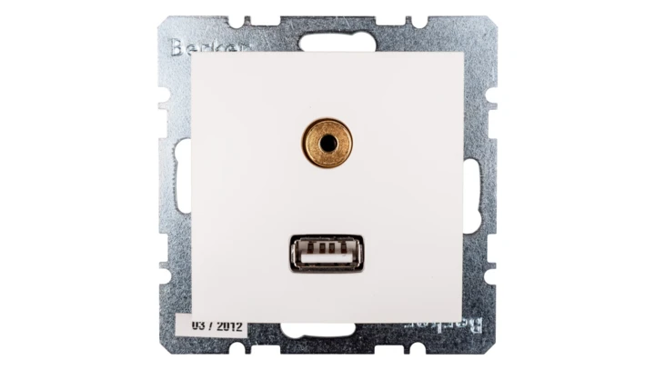 Berker/B.Kwadrat Gniazdo USB 3,5mm Audio śnieżnobiałe 3315398989