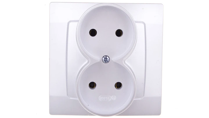 KARO Gniazdo podwójne b/u srebrny perłowy GP-2S/43