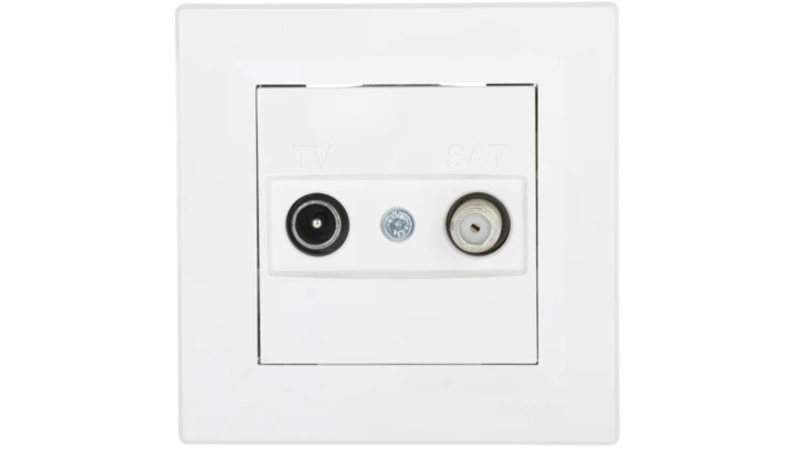Gniazdo antenowe Asfora TV-SAT końcowe 1dB białe z ramką EPH3400121