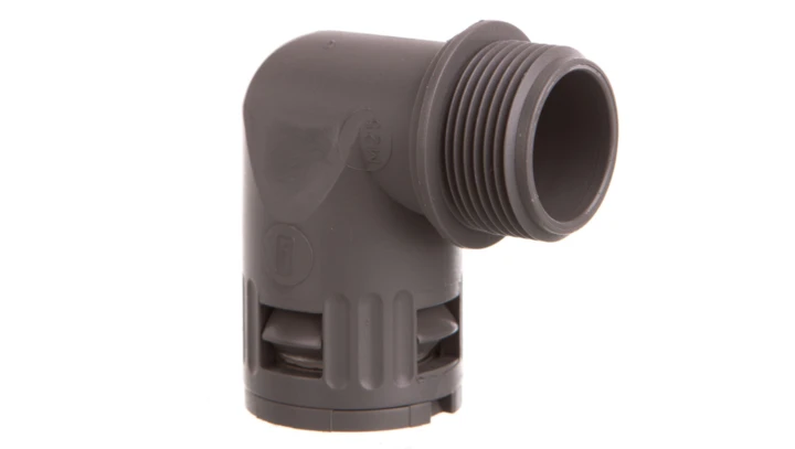 Dławnica kątowa do węża osłonowego SILVYN KLICK 90stopni 25x1,5/1 szara 55501170