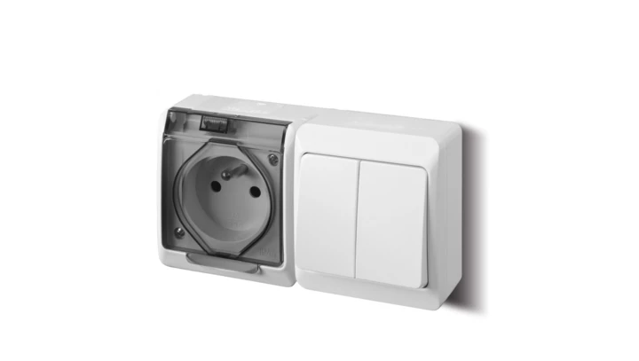 HERMES Gniazdo pojedyncze z/u 2P+Z + łącznik świecznikowy biały 0327-13