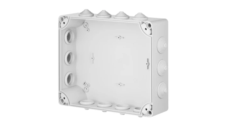 INDUSTRIAL Puszka hermetyczna n/t 342x282x115mm IP55 z 14 dławicami szara 2723-02