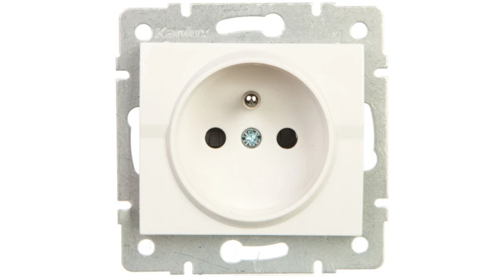 LOGI Gniazdo pojedyncze 2P+Z z przesłoną styków śrubowe 16A 250V Biały 25089