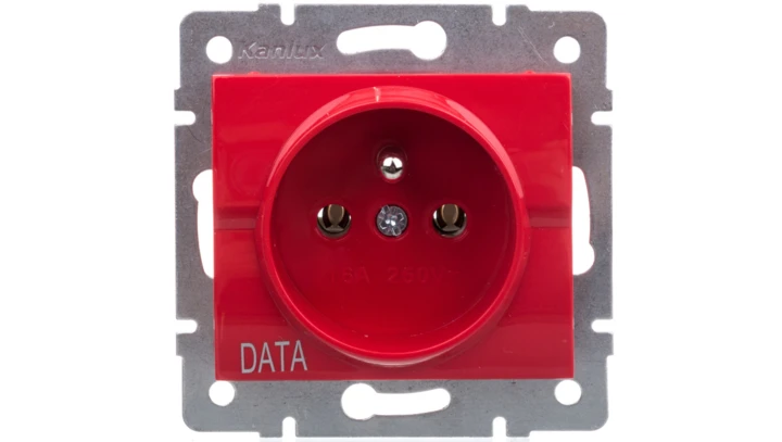 LOGI Gniazdo pojedyncze 2P+Z (DATA) śrubowe 16A 250V Czerwony 25091