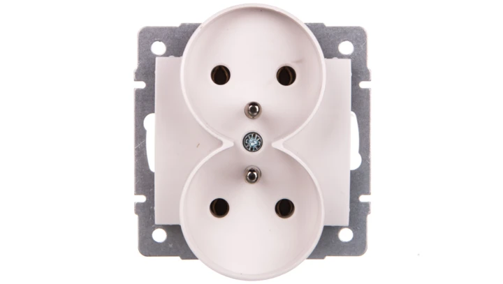 LOGI Gniazdo podwójne 2x2P+Z śrubowe 16A 250V Biały 25092