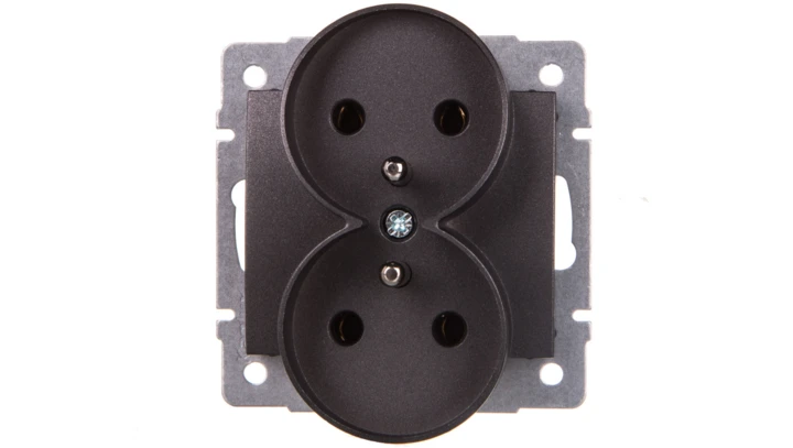 LOGI Gniazdo podwójne 2x2P+Z śrubowe 16A 250V Grafit 25269