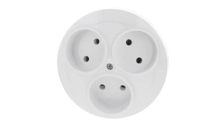OPAL Gniazdo potrójne b/u /montaż w PK60/ białe PT-35 Op