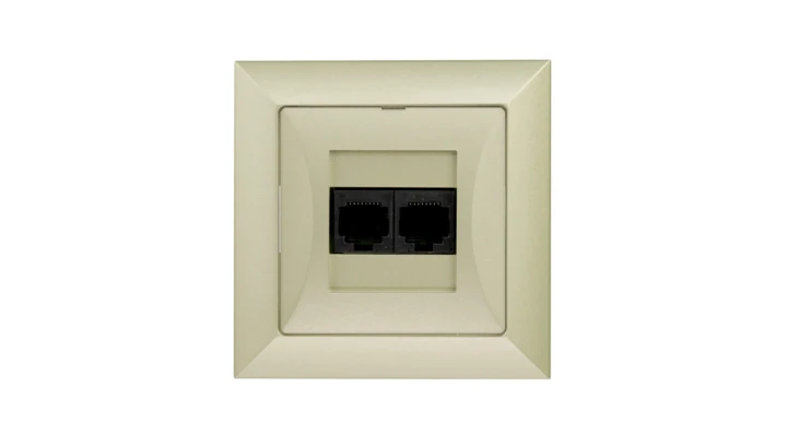 OPAL Gniazdo komputerowe podwójne 2xRJ45 kat.6 krone LSA+ metalizowany piaskowy GTO - 22Op/6