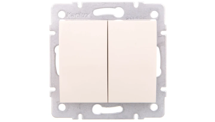 LOGI Łącznik dwugrupowy świecznikowy śrubowy 10AX 250V kremowy 021010103 25126