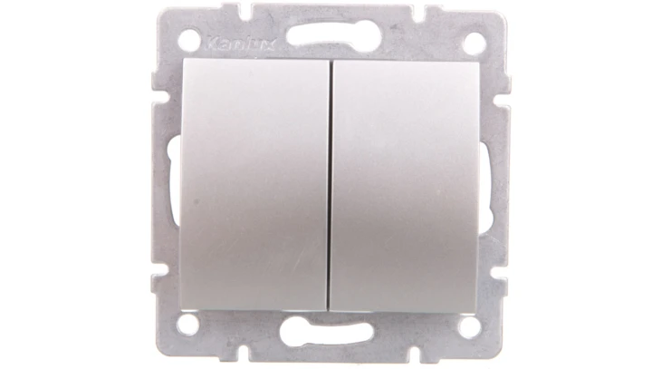 LOGI Łącznik dwugrupowy świecznikowy śrubowy 10AX 250V srebrny 021010143 25185