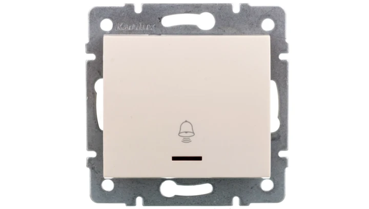 LOGI Łącznik zwierny dzwonek z LED śrubowy 10AX 250V kremowy 021080103 25135