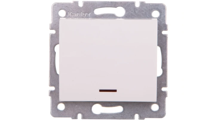 LOGI Łącznik jednobiegunowy z LED śrubowy 10AX 250V biały 021110102 25078