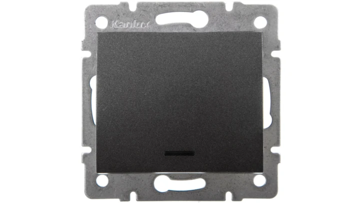 LOGI Łącznik jednobiegunowy z LED śrubowy 10AX 250V grafit 021110141 25256