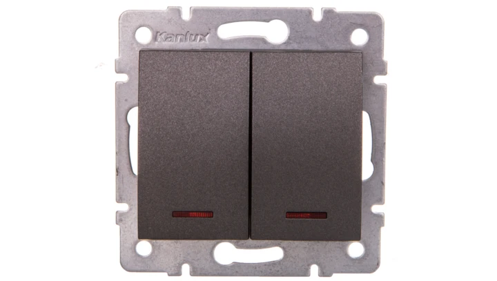 LOGI Łącznik dwugrupowy świecznikowy z LED śrubowy 10AX 250V grafit 021120141 25257