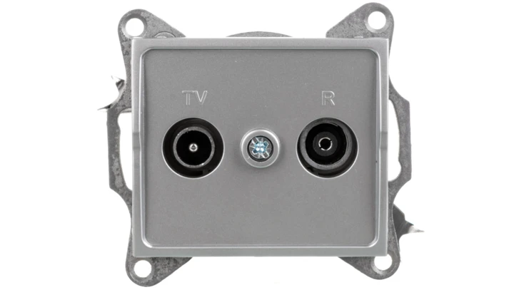 LOGI Gniazdo antenowe RTV przelotowe Srebrny 25218