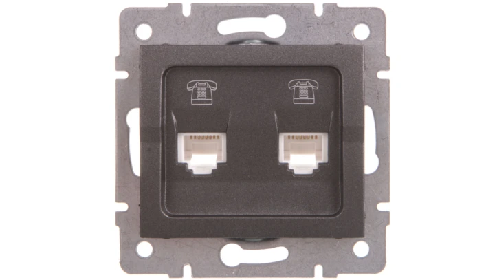LOGI Gniazdo telefoniczne 2xRJ11 niezależne Grafit 25284
