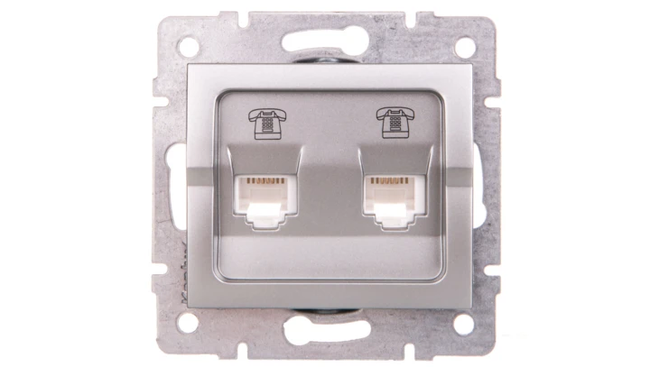 LOGI Gniazdo telefoniczne 2xRJ11 niezależne Srebrny 25225