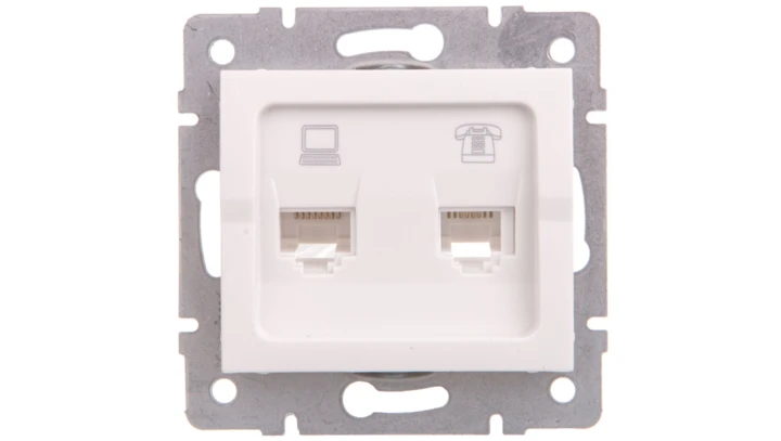 LOGI Gniazdo teleinformatyczne (RJ45 Cat 5e+RJ11) Biały 25112