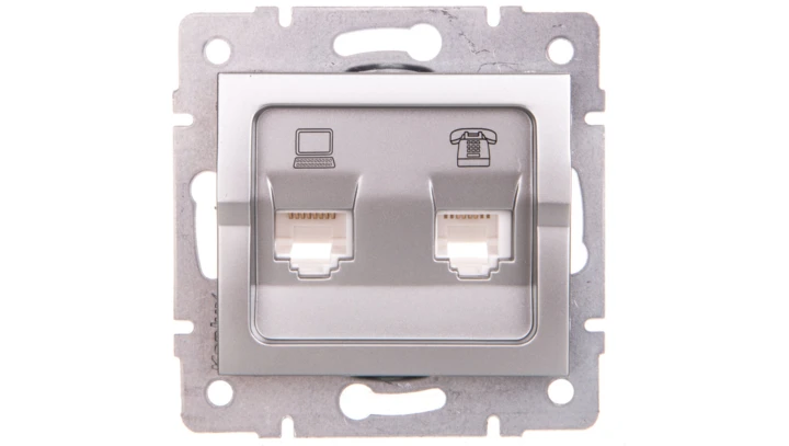 LOGI Gniazdo teleinformatyczne (RJ45 Cat 5e+RJ11) Srebrny 25230