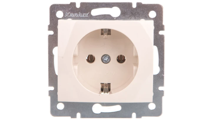 DOMO Gniazdo pojedyncze Schuko śrubowe 16A 250V kremowy 011220103 24790