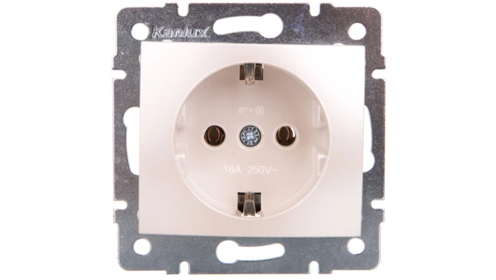 DOMO Gniazdo pojedyncze Schuko śrubowe 16A 250V perłowy biały 011220130 24967