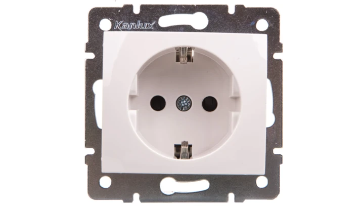 DOMO Gniazdo pojedyncze Schuko ochrona styków śrubowe 16A 250V biały 011240102 24733