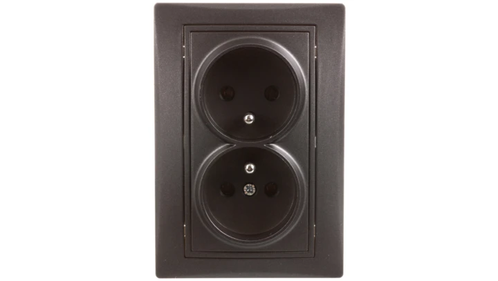 DOMO Gniazdo podwójne kompletne śrubowe 16A 250V grafit 011261141 24916