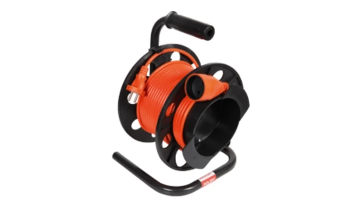 Przedłużacz ogrodowy bębnowy 1-gniazdo b/u 10A 25m /OMY 2x1/ pomarańczowy PS-160