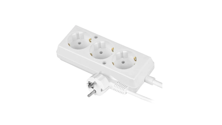 Przedłużacz 3-gniazda z/u Schuko 10A 1,5m /H05VV-F 3x1/ biały PS-370S