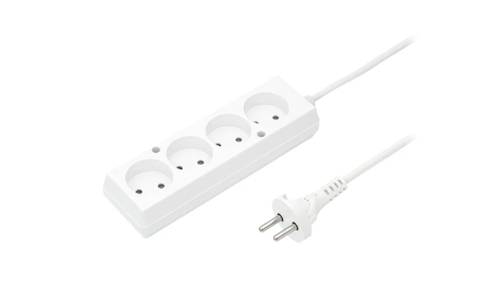 Przedłużacz 4-gniazda b/u 10A 8m /OMY 2x1/ biały PS-460