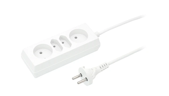 Przedłużacz 2-gniazda b/u + 2xEuro 10A 3m /OMY 2x1/ biały PS-462