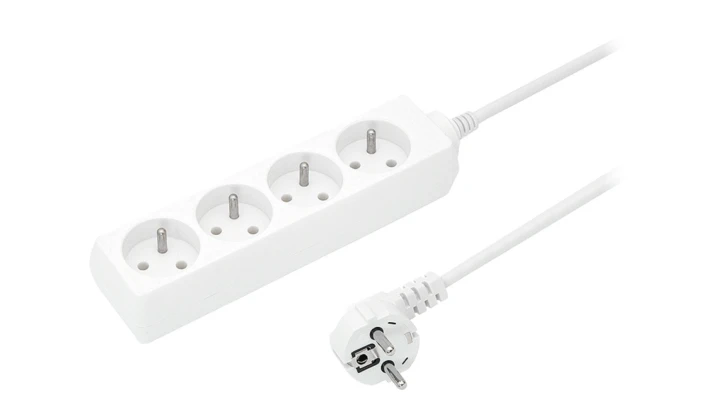 Przedłużacz 4-gniazda z/u 10A 8m /OMY 3x1/ biały PS-470