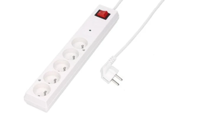 Listwa przeciwprzepięciowa PS-5PF z filtrem 5-gniazd z/u 10A 5m /OMY 3x1/ biała