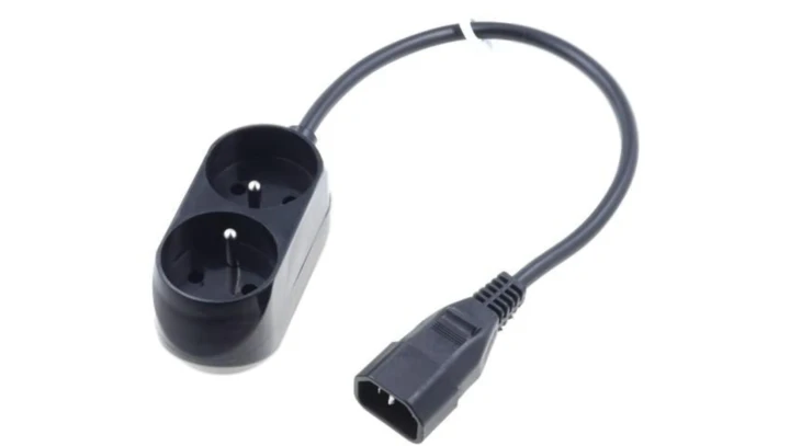 Przedłużacz do UPS 2-gniazda z/u 10A /H05VV-F 3x1 0,3m/ z wtykiem IEC C14 PS-PCU 270