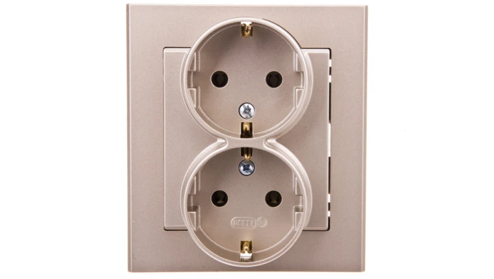 SONATA Gniazdo podwójne z/u Schuko szampański złoty GP-2RS/39
