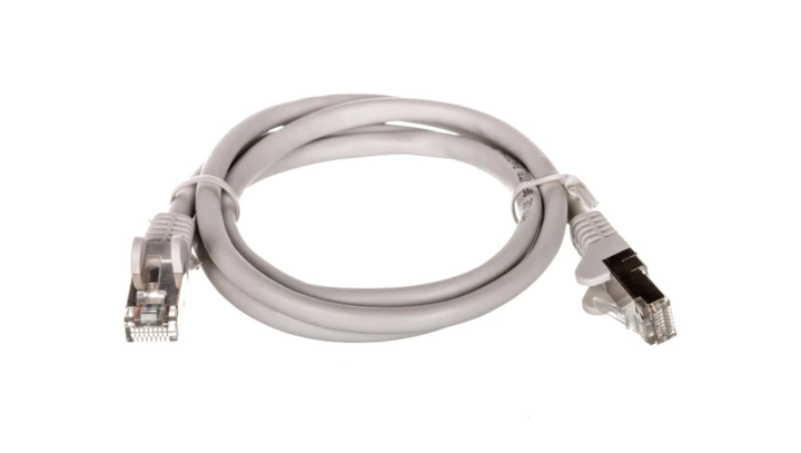 Kabel krosowy patchcord SF/UTP kat.5e CCA szary 1m 50144