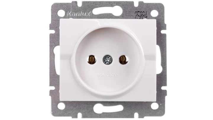 LOGI Gniazdo pojedyncze 2P śrubowe 16A 250V Biały 25084