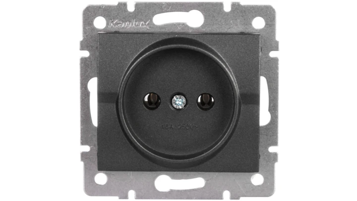 LOGI Gniazdo pojedyncze 2P śrubowe 16A 250V Grafit 25262