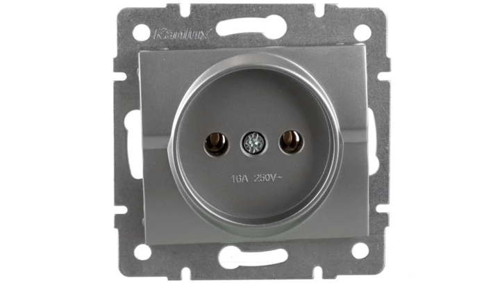 LOGI Gniazdo pojedyncze 2P śrubowe 16A 250V Srebrny 25203