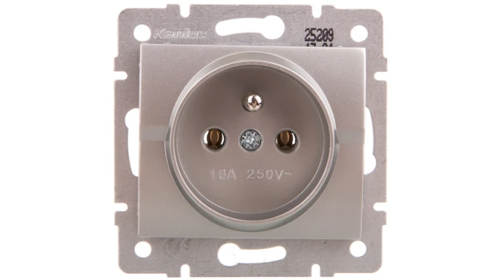 LOGI Gniazdo pojedyncze 2P+Z śrubowe 16A 250V Srebrny 25209