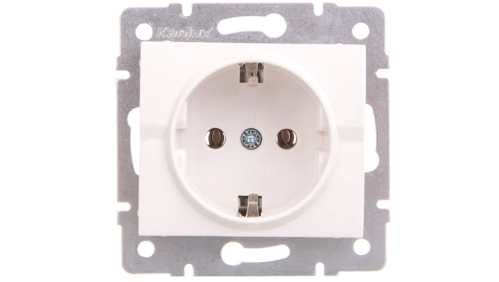 LOGI Gniazdo pojedyncze 2P+Z Schuko śrubowe 16A 250V Biały 25085