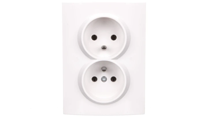 LOGI Gniazdo podwójne 2x2P+Z kompletne śrubowe 16A 250V Biały 25094
