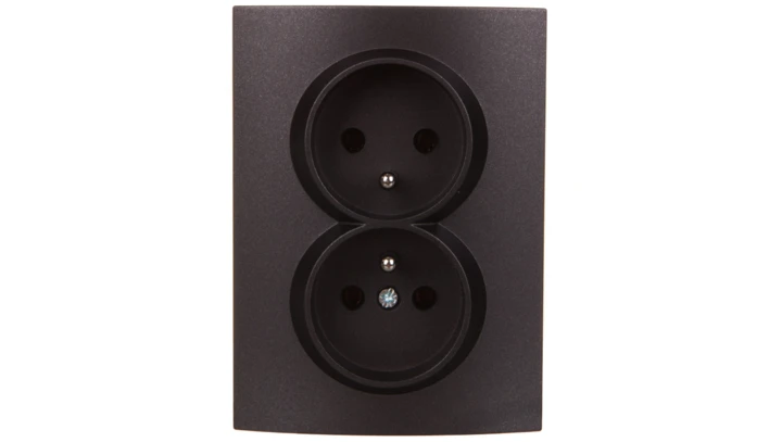 LOGI Gniazdo podwójne 2x2P kompletne śrubowe 16A 250V Grafit 25271